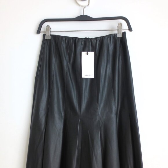 NWT MANGO WOMEN'S FAUX LEATHER PLEATED SKIRT MIDI - Picture 3 of 8